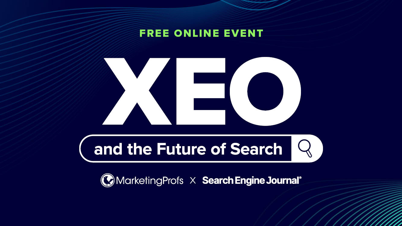 XEO and the Future of Search logo against a navy background with wavy lines
